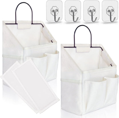 2pcs Small Wall Hanging Organizer Bag, Linen Fabric Door Hanging Storage Basket with Pockets