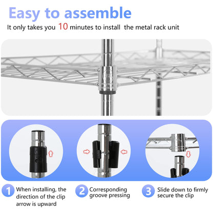 FDW 3 Tier Wire Shelving Units Metal Storage Rack 23L x 13W x 30H Adjustable Pantry Shelves NSF