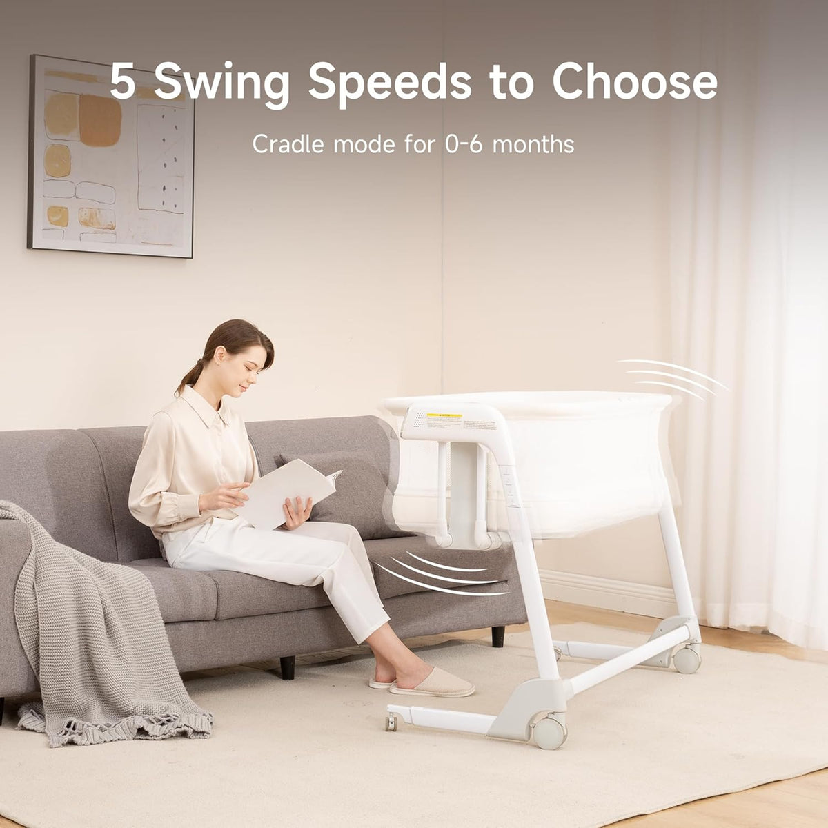 Maydolly Baby Bassinet, Smart Crib, Automatic Cry Detection and Response, Rocking Bassinet for