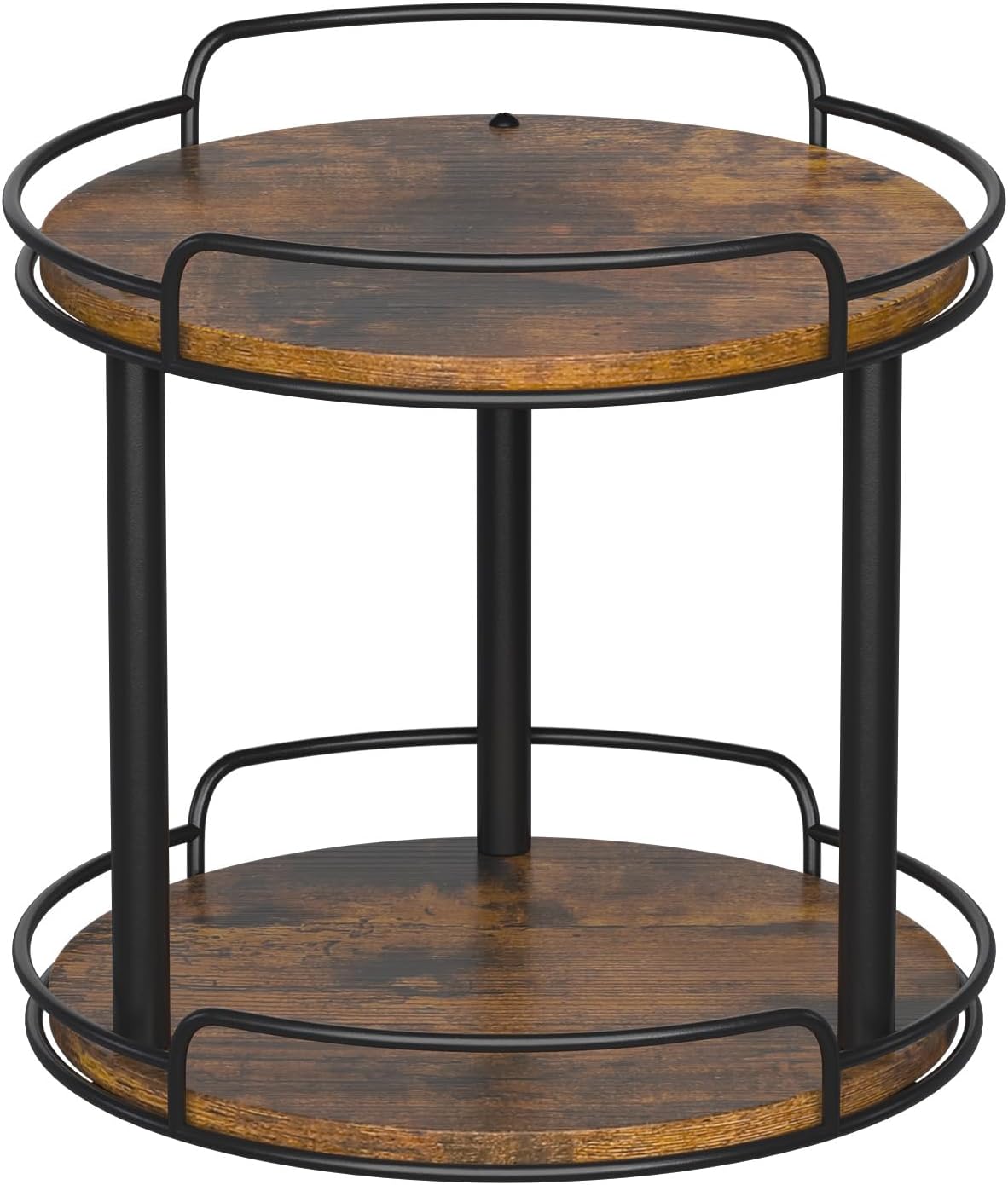 LAMU 10.2'' Wood Lazy Susan Turntable Organizer for Cabinet, 2 Tier Lazy Susan Spice Rack Organizer