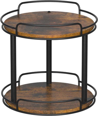 LAMU 10.2'' Wood Lazy Susan Turntable Organizer for Cabinet, 2 Tier Lazy Susan Spice Rack Organizer