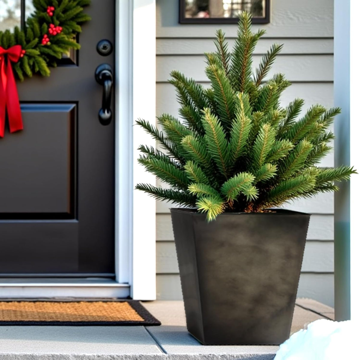Worth Garden Large Metal Glazed Floor Planter Set of 2-14" Dia x 18" H - Luxurious Glossy Finish