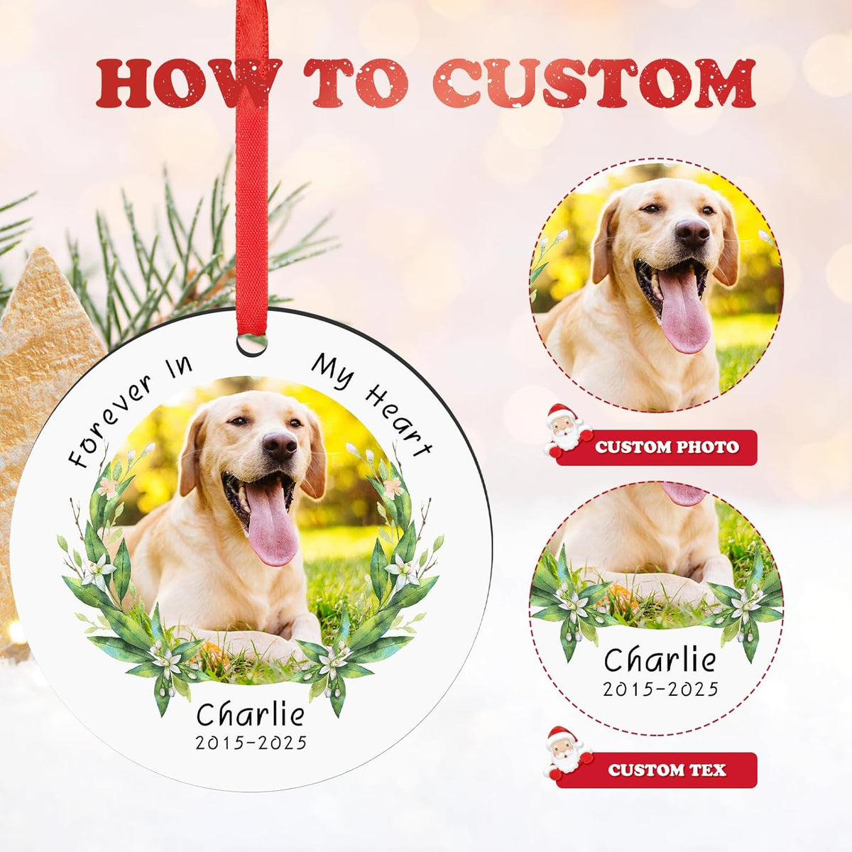 Personalized Christmas Ornaments 2025 Pet Memorial Gifts for Christmas Tree Custom Dogs Picture