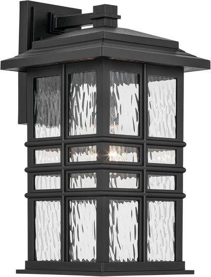 KICHLER Beacon Square 17.25" 1-Light Outdoor Wall Light with Clear Hammered Glass in Textured