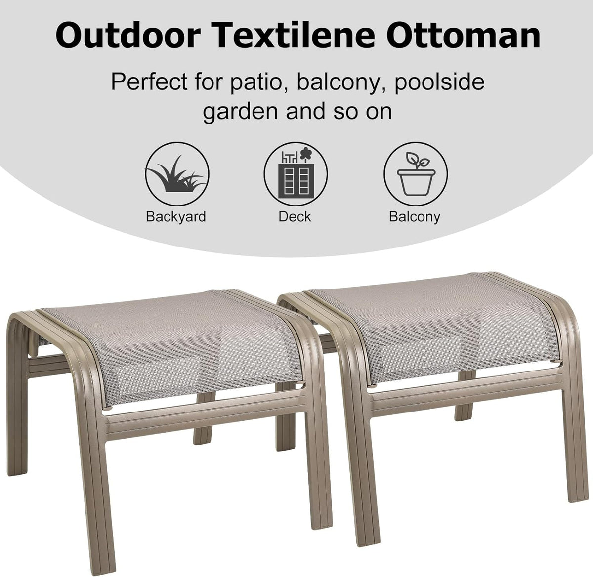 Outdoor Ottoman Patio Footstools Assembled Aluminum Footrest Side Table Small Chair Patio Ottoman