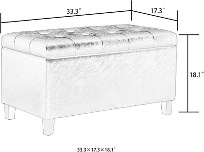 Asense Storage Ottoman Bench, Faux Leather Upholstered End of Bed Bench with Safety Hinge Wooden