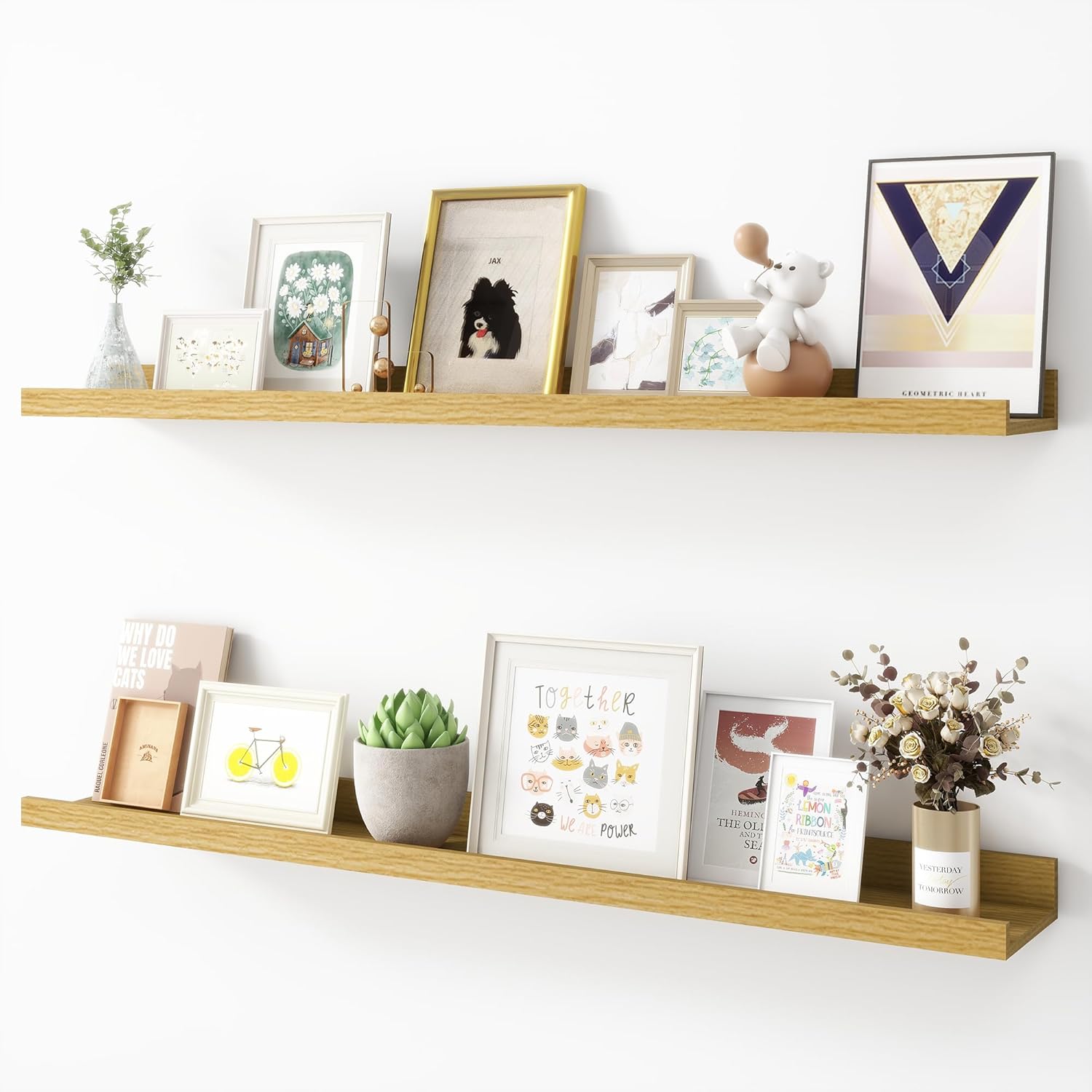 Picture Ledge Shelf, Wood Floating Shelves Set of 2, 36 inch Picture Ledge Shelves, Photo Ledge