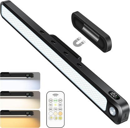 Ferswe 5W Motion Sensor LED Light Bar with Remote, 2500mAh Under Cabinet Lights with Battery