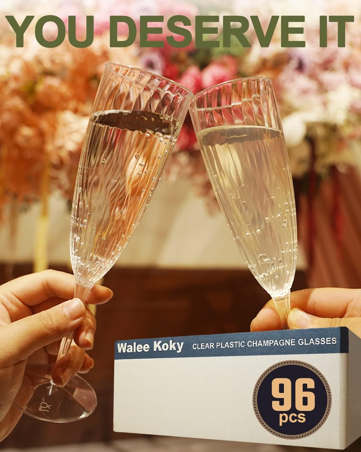 Clear Plastic Champagne Flutes, 96 PCS Disposable Reusable Cocktail Cups for Home Daily Life Party
