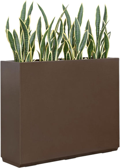 Metallic Heavy Planter for Outdoor Plants, 38Lx10Wx30H Inches Tall and Long Metal Divider Planter