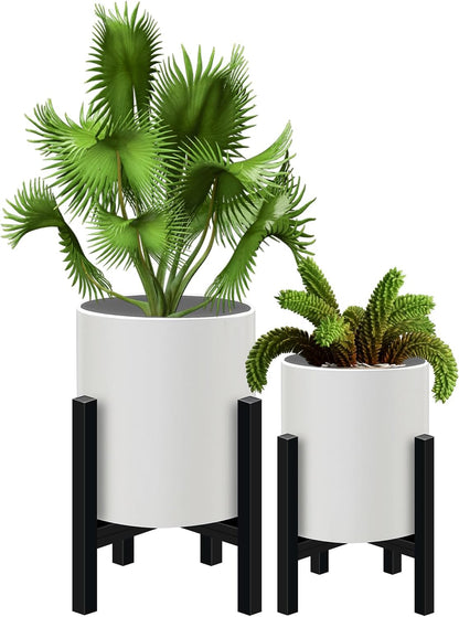 Plant Pot with Stands Set of 2, Mid Century Planters for Indoor Plants Modern Decorative Flower