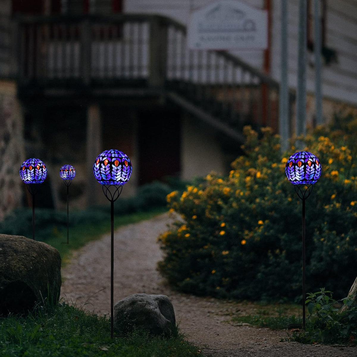 Afirst Solar Outdoor Garden Lights Decorative - Mosaic Solar Stakes Gazing Ball Waterproof Outdoor