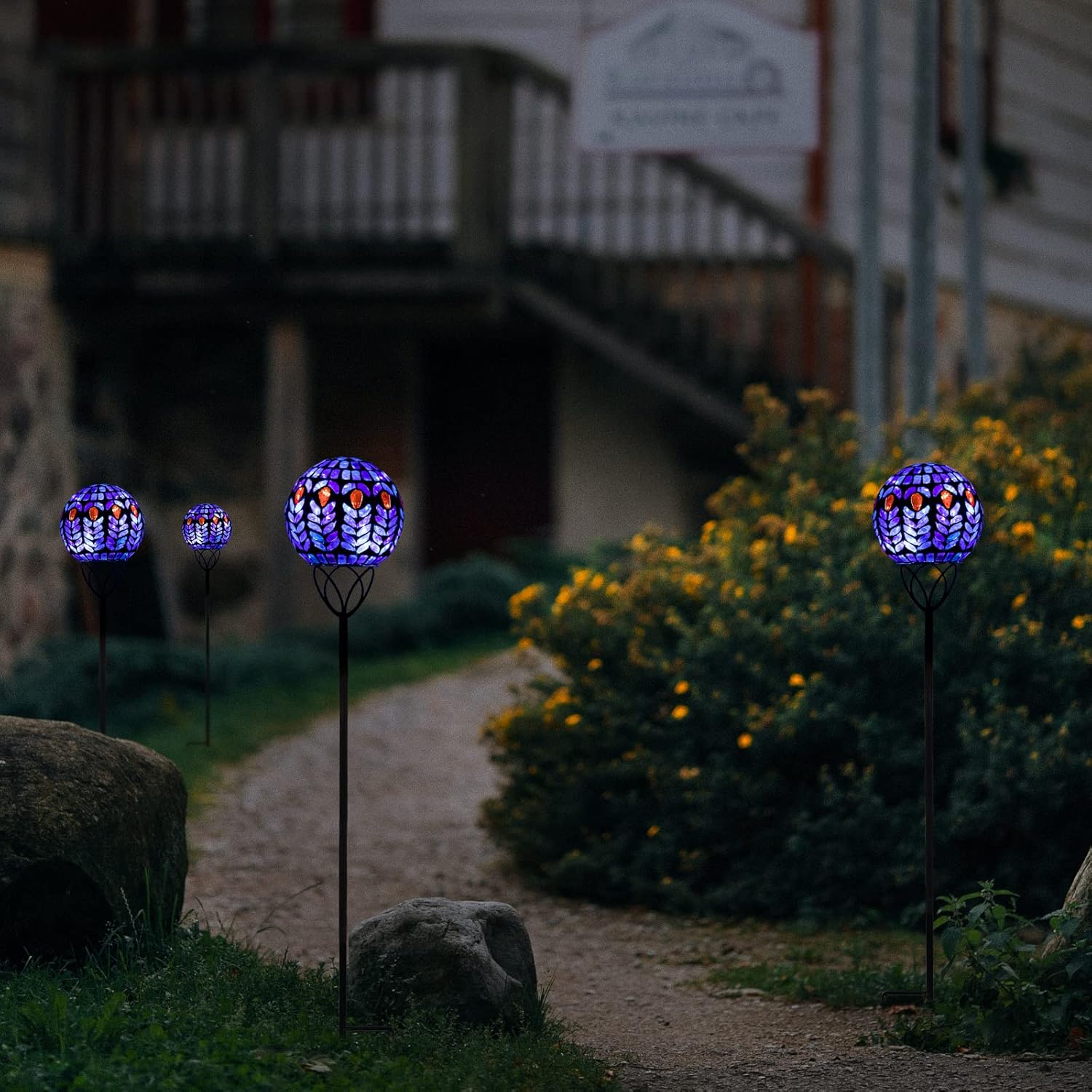 Afirst Solar Outdoor Garden Lights Decorative - Mosaic Solar Stakes Gazing Ball Waterproof Outdoor