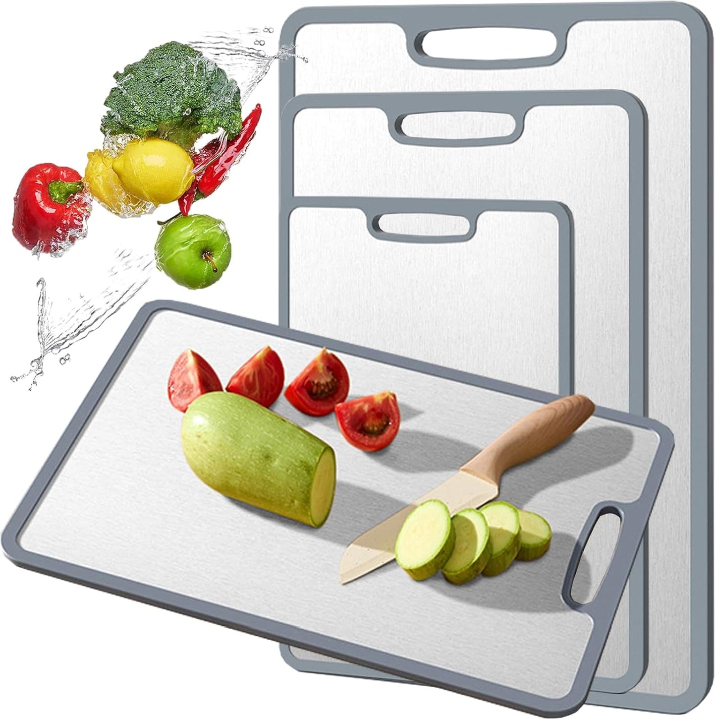 Titanium Cutting Board Double-sided non-slip silicone edging Pure Titanium Cutting Boards for
