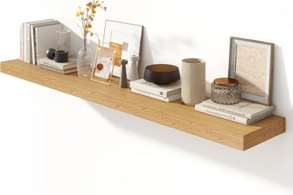 Deep Floating Shelves for Wall - 72 Inch Wide x 12 Inch Deep Wall Shelves Set of 1 - Rustic Oak