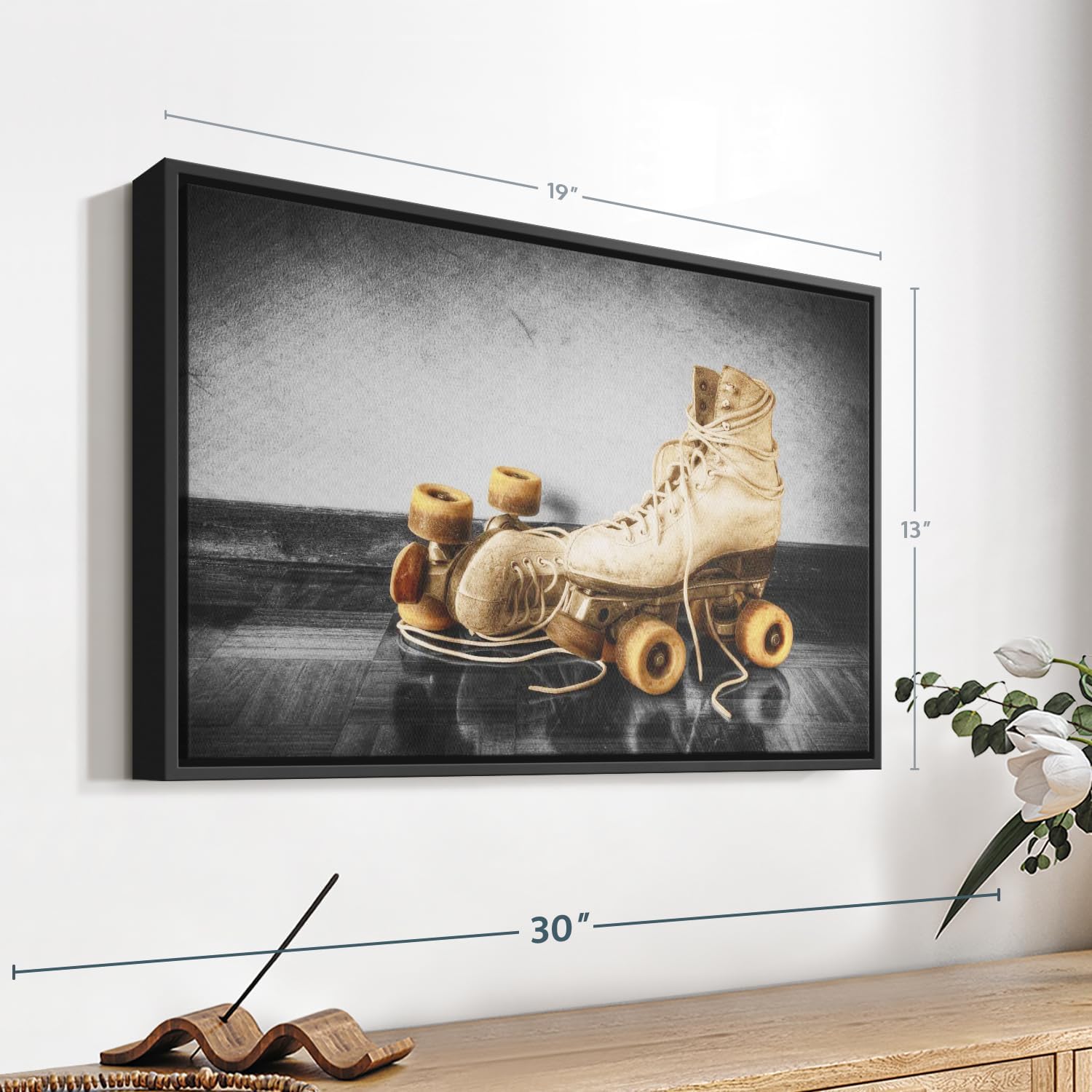 ElephantStock Vintage Skates Pop Wall Art - Horizontal Framed Canvas - 1-Piece Living Room Wall