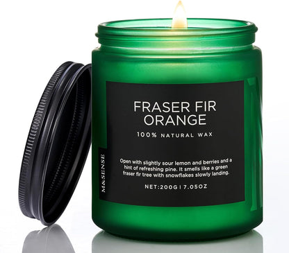 M&SENSE Fir & Orange Scented Natural Soy Wax Non Toxic Candle for Home, Cotton Wick Christmas Tree
