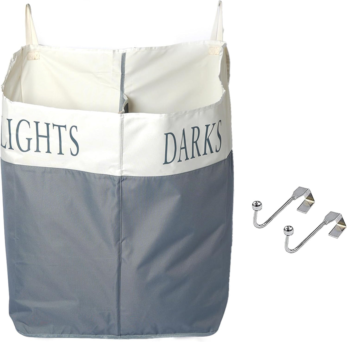 The Fine Living Co. X-Large Two Compartments Hanging Laundry Hamper with Over Door Hooks, Durable