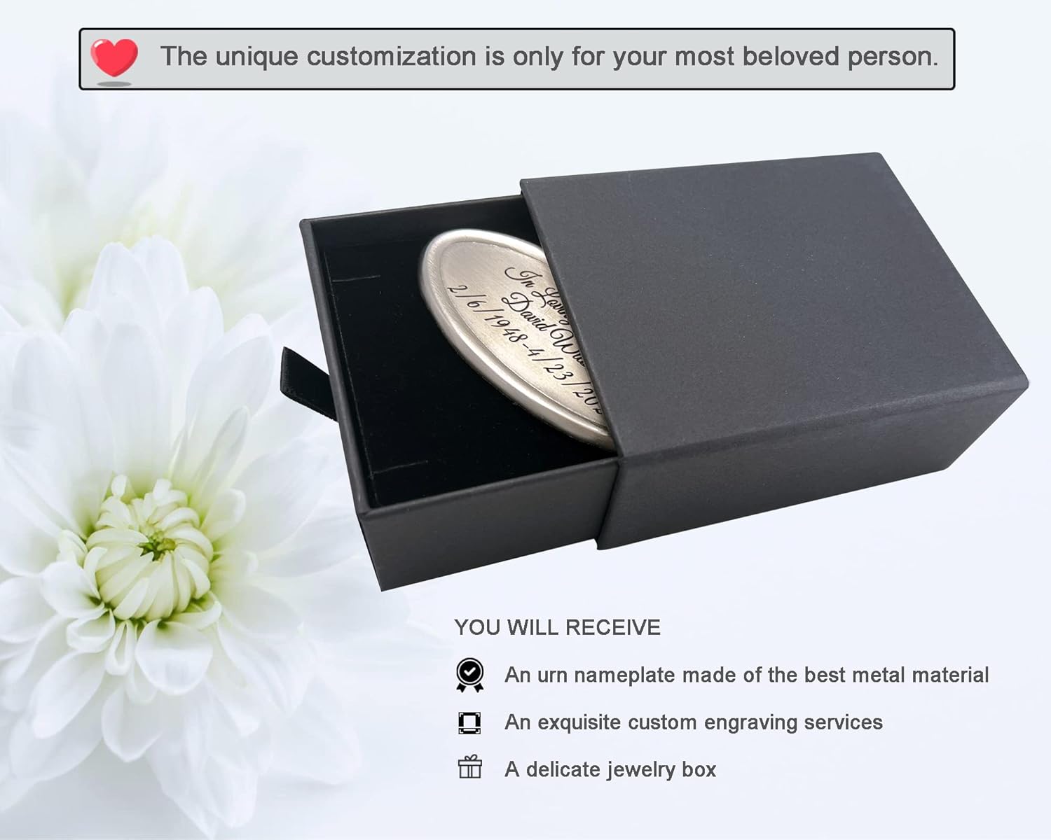 Personalized Engraved Name Tag for Urns - Customizable Plate for Cremation Urns - Engraved Hanging