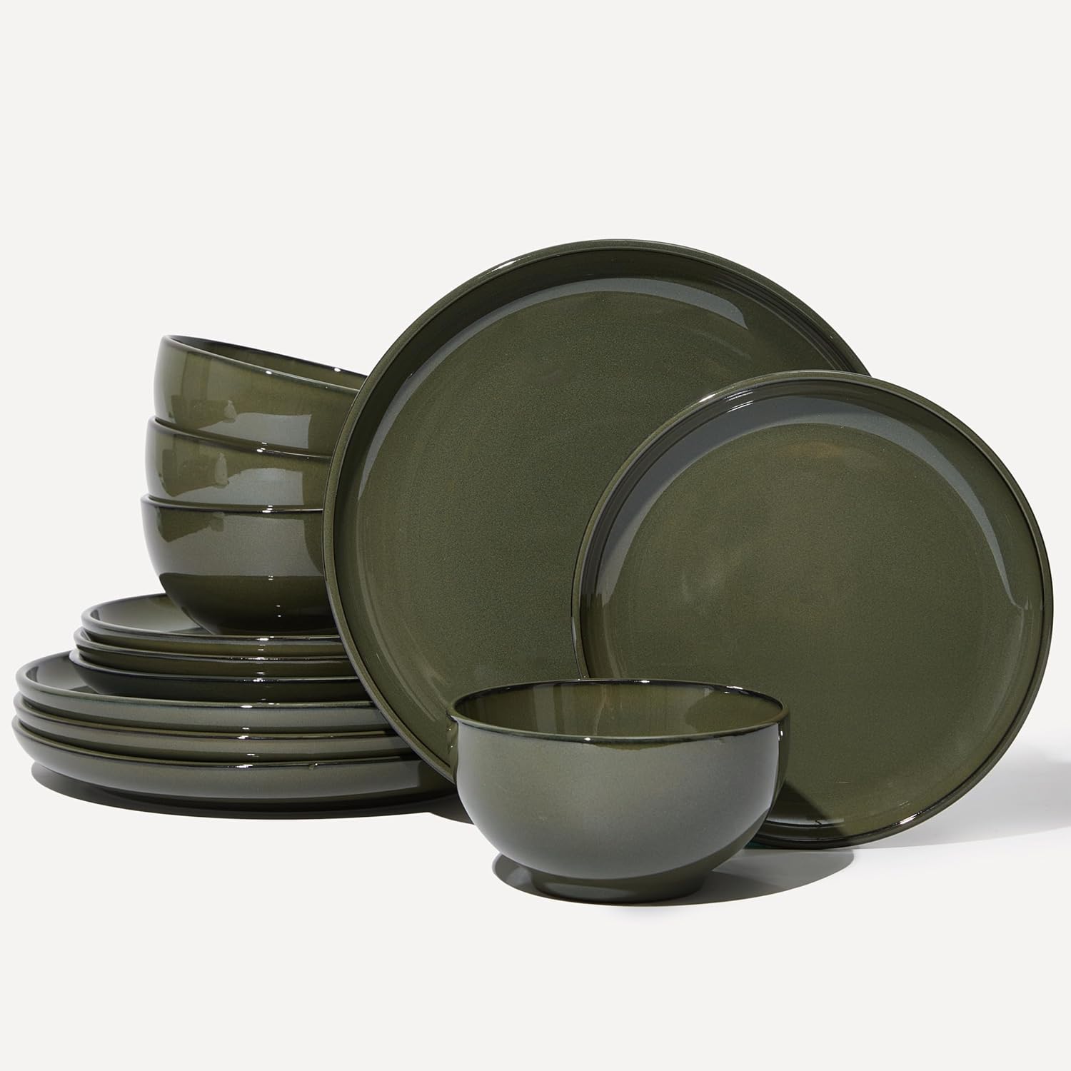 Santorini Mist Terracotta Reactive Glaze Plates and Bowls Sets, Stoneware Dinnerware Sets