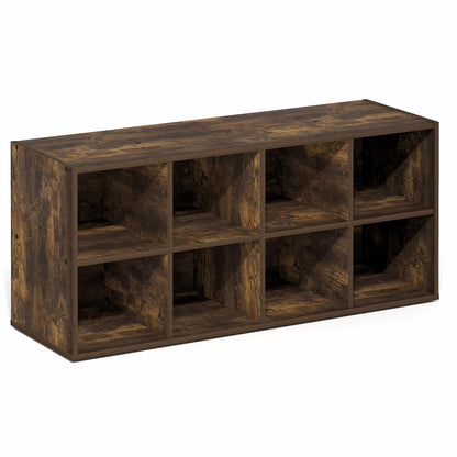Furinno FANO 8-Cube Shoe Rack, Stackable Shoe Organizer, Amber Pine