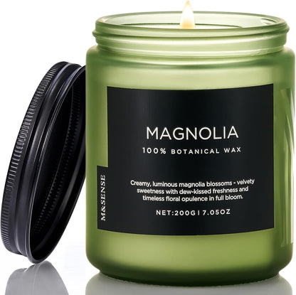 M&SENSE Magnolia Jasmine Scented Candle, 7.05oz 50 Hours Long Lasting Clean Non Toxic All Natural
