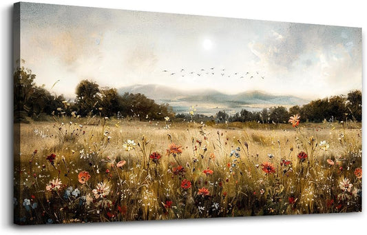 KELIYUAN Modern Canvas Print Wall Art Vintage Home Decorlawn Painting With Floral Wall Art
