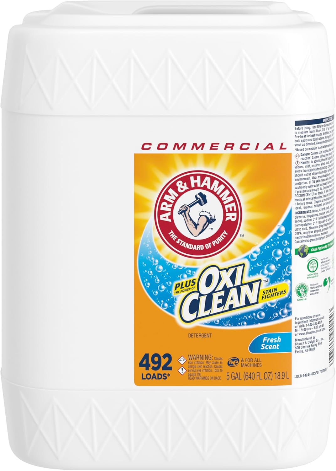Arm & Hammer plus OxiClean Liquid Laundry Detergent Professional, Fresh Scent, 5 Gallon (Pack of 1)