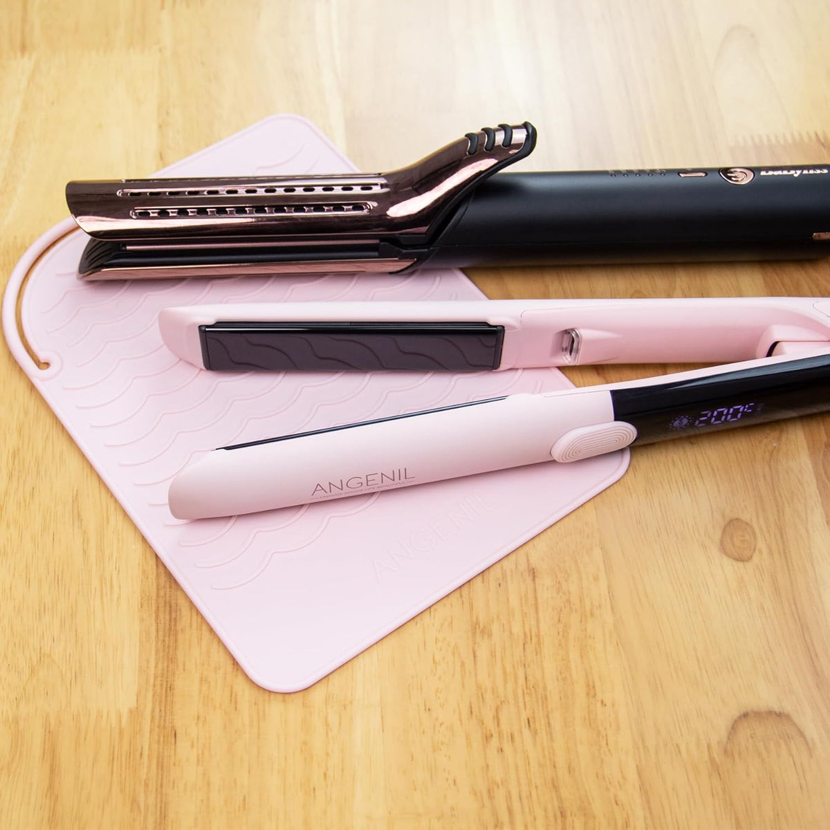 ANGENIL Flat Iron Silicone Mat and Travel Case for Hair Tools - Heat Resistant Mat, Straightener