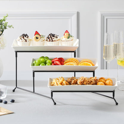 MALACASA 3 Tier Serving Trays for Party, Porcelain Serving Platters and Trays, 12 Inch Tiered Tray