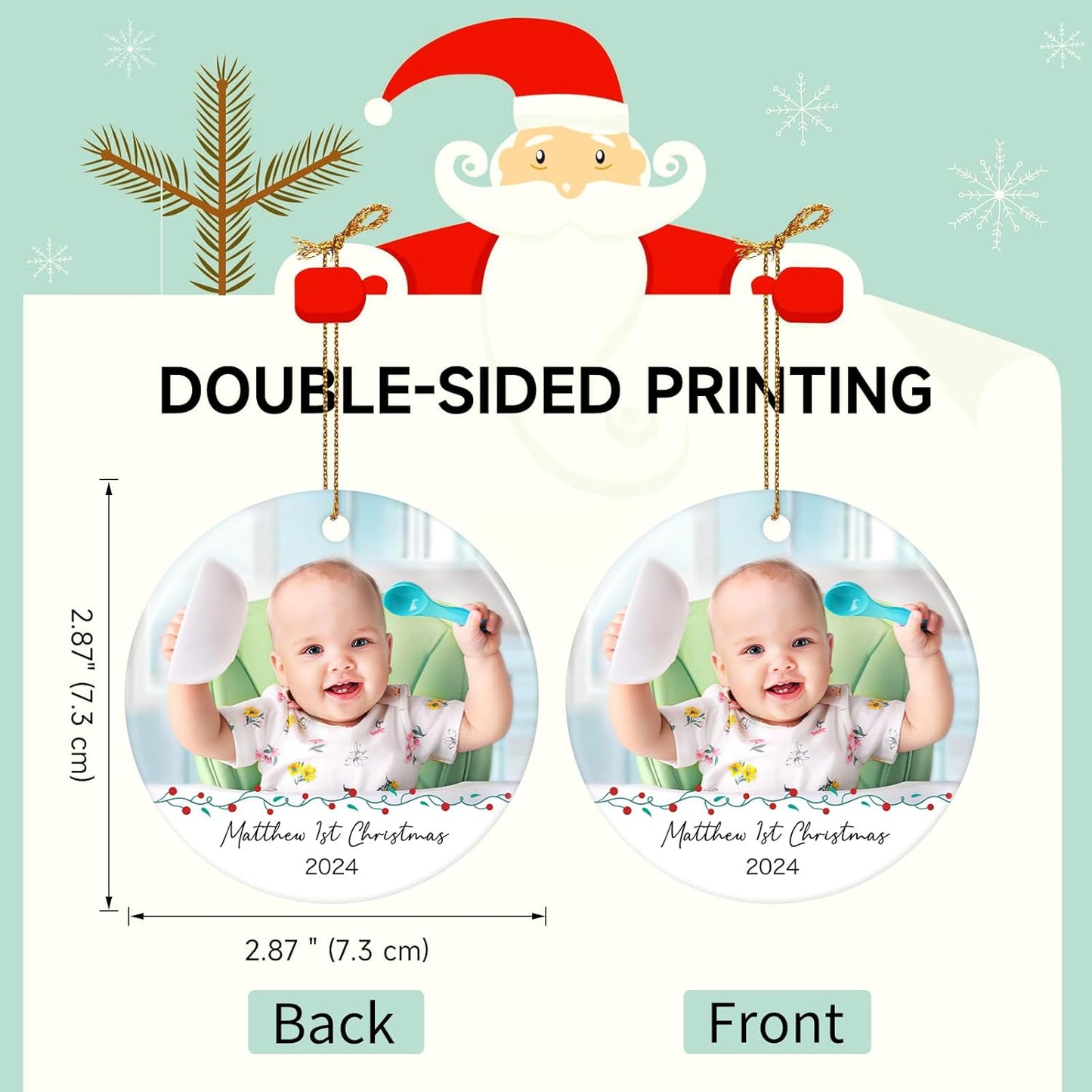 Personalized Photo Christmas Ornaments 2025 - Custom Baby First Christmas Ornament 2025, Customized
