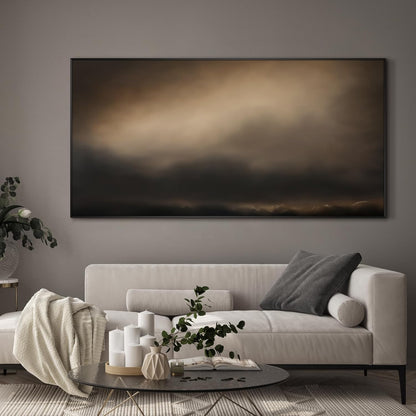 SIGNWIN 24"x46" Extra Large Framed Wall Art Golden Sunset Cloud, Moody Sky Scene for Home Living