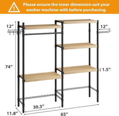 CABIHOME 5-Tier Over-The-Washer Shelf - Adjustable Height Laundry Organizer Space Saver