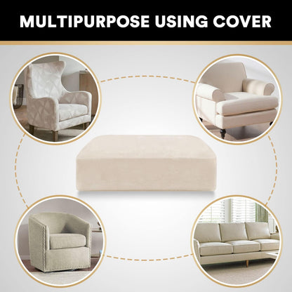 PrinceDeco Stretch Velvet Couch Cushion Cover,Soft Fitted Cushion Slipcover for Chair Cushion