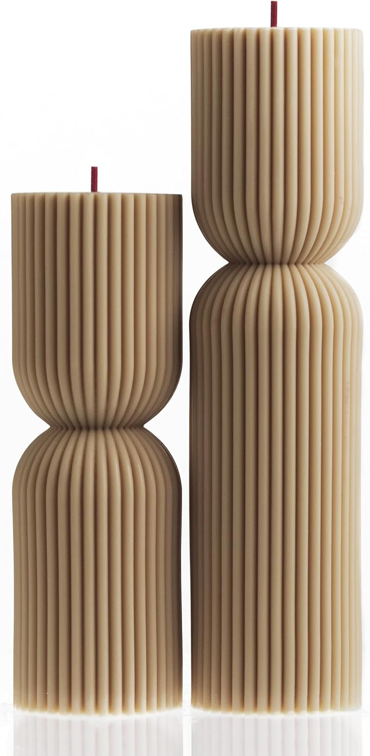 LAWA Hourglass Pillar Candle - Large Beautiful Handmade Pillar Scented Soy Wax Candle Elegant