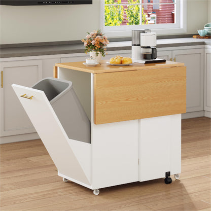 YITAHOME Folding Kitchen Table with Power Outlet, Drop Leaf Kitchen Table Islands for 2 on Wheels