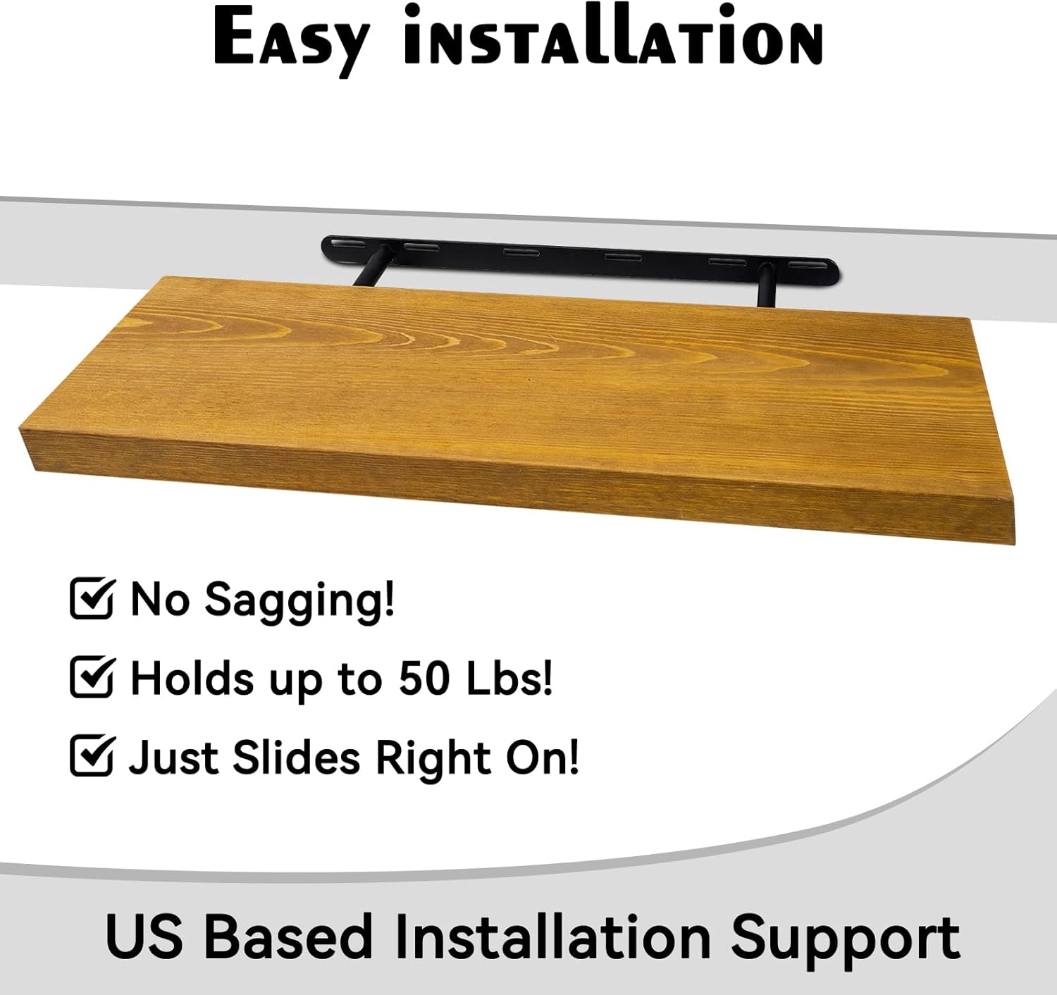 BGMG Wood Floating Shelves for Wall 24 inch Set of 2, Rustic Wooden Wall Mount Shelves for Living