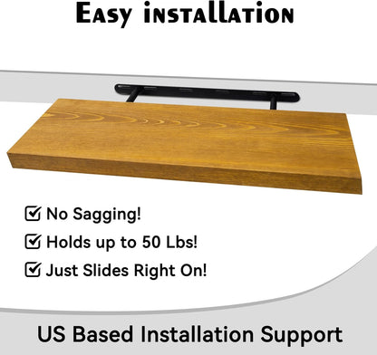 BGMG Wood Floating Shelves for Wall 24 inch Set of 2, Rustic Wooden Wall Mount Shelves for Living