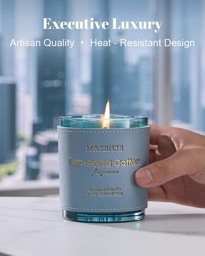 M&SENSE Green Floral Musky Scented Candles,Vegan Soy Wax,10oz 42-Hour Long Lasting Burning