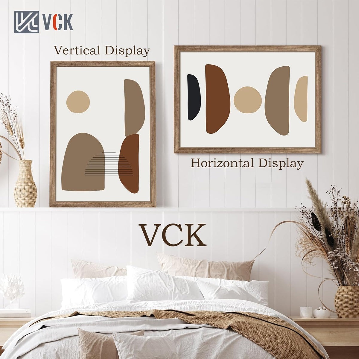 VCK 20x28 Picture Frame 3 Pack - Brown Walnut, Natural Textured Solid Wood Picture Poster Frame