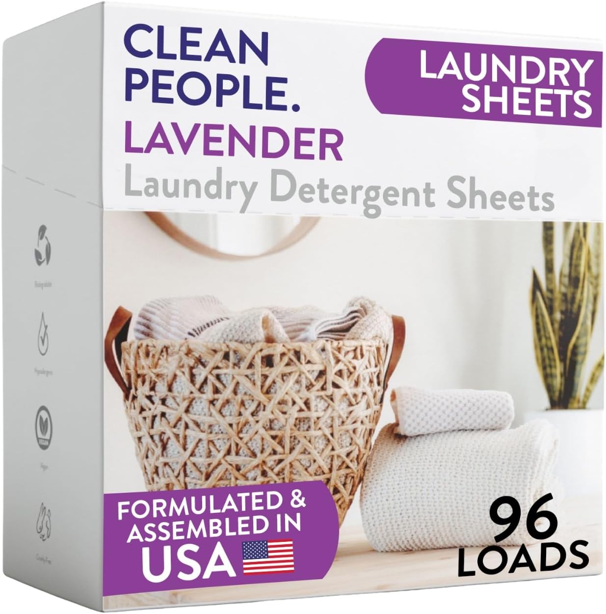 The Clean People Lavender Laundry Detergent Sheets - Laundry Soap - Ultra Concentrated, Recyclable