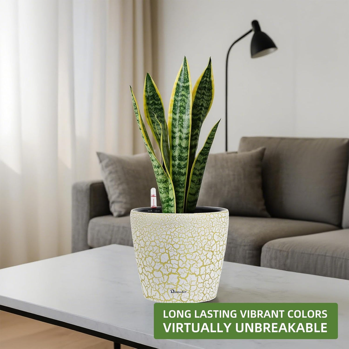 Dexceder 9x8 Inches Self Watering Planter Indoor Outdoor, Inner Pot Design, Thickened Table Flower