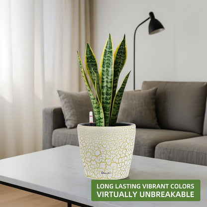 Dexceder 9x8 Inches Self Watering Planter Indoor Outdoor, Inner Pot Design, Thickened Table Flower