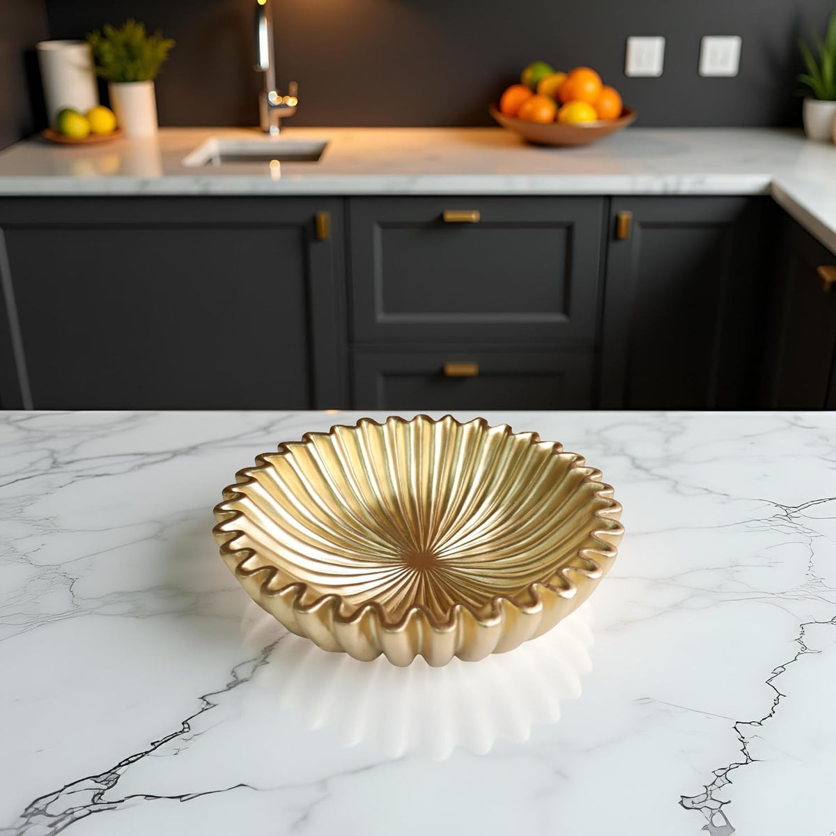 10" Large Decorative Bowl decor, Scalloped Bowls for Modern Home Decor,Ruffle Decor,Stylish Key