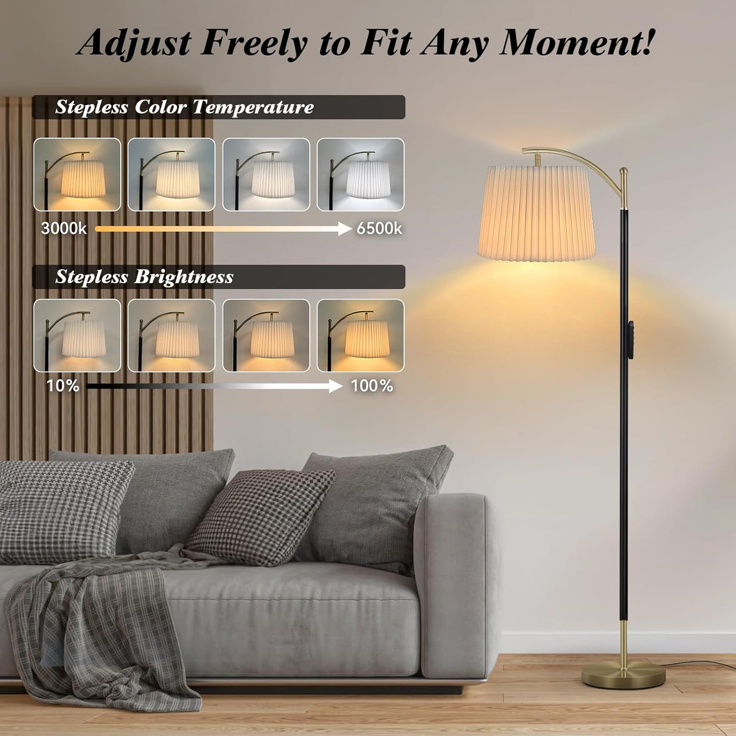 Floor Lamp, LED Floor Lamp with APP & Remote & Touch Control, Stepless Color Temperatures and