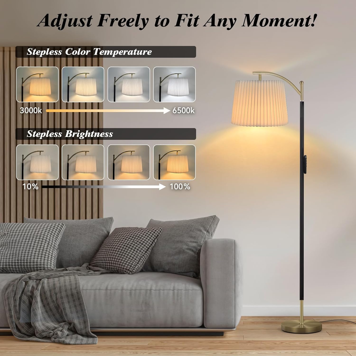 Floor Lamp, LED Floor Lamp with APP & Remote & Touch Control, Stepless Color Temperatures and