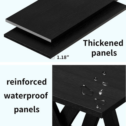 47” Wood Coffee Tables for Living Room Rustic Stands with Storage Shelf Black Coffee Tables for