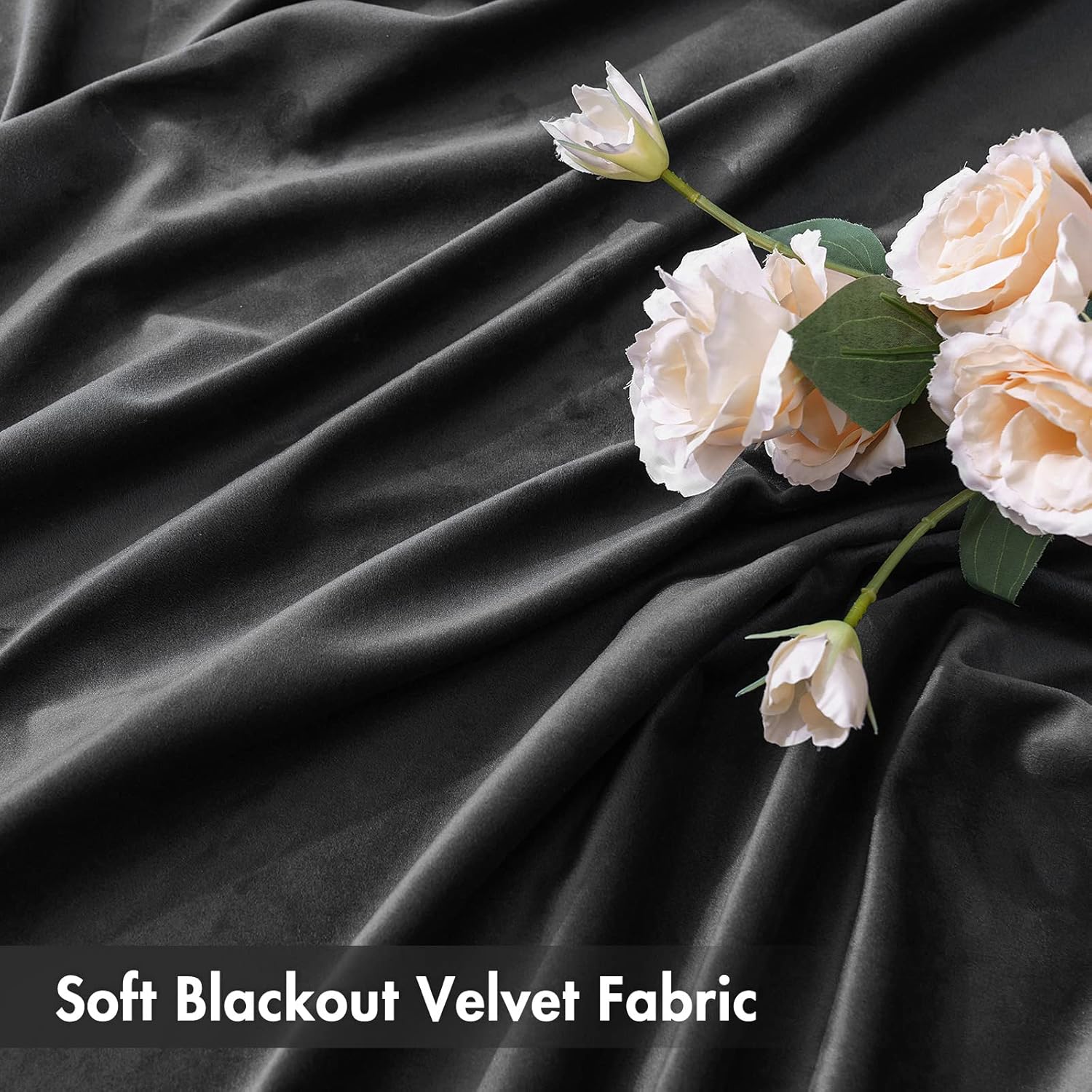 MIULEE Black Velvet Curtains Thermal Insulated Blackout Curtain Drapes for Bedroom Living Room