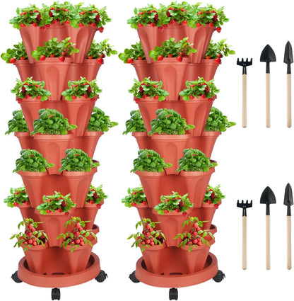 Vertical Planter 7 Tier Stackable Planters Garden Planters Strawberry Herb Flower and Vegetable