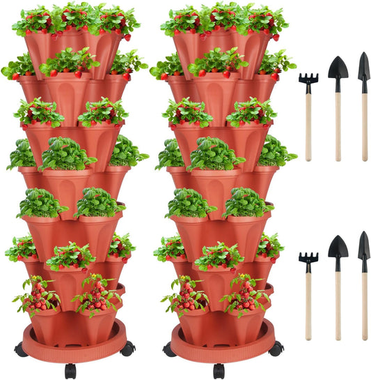 Vertical Planter 7 Tier Stackable Planters Garden Planters Strawberry Herb Flower and Vegetable